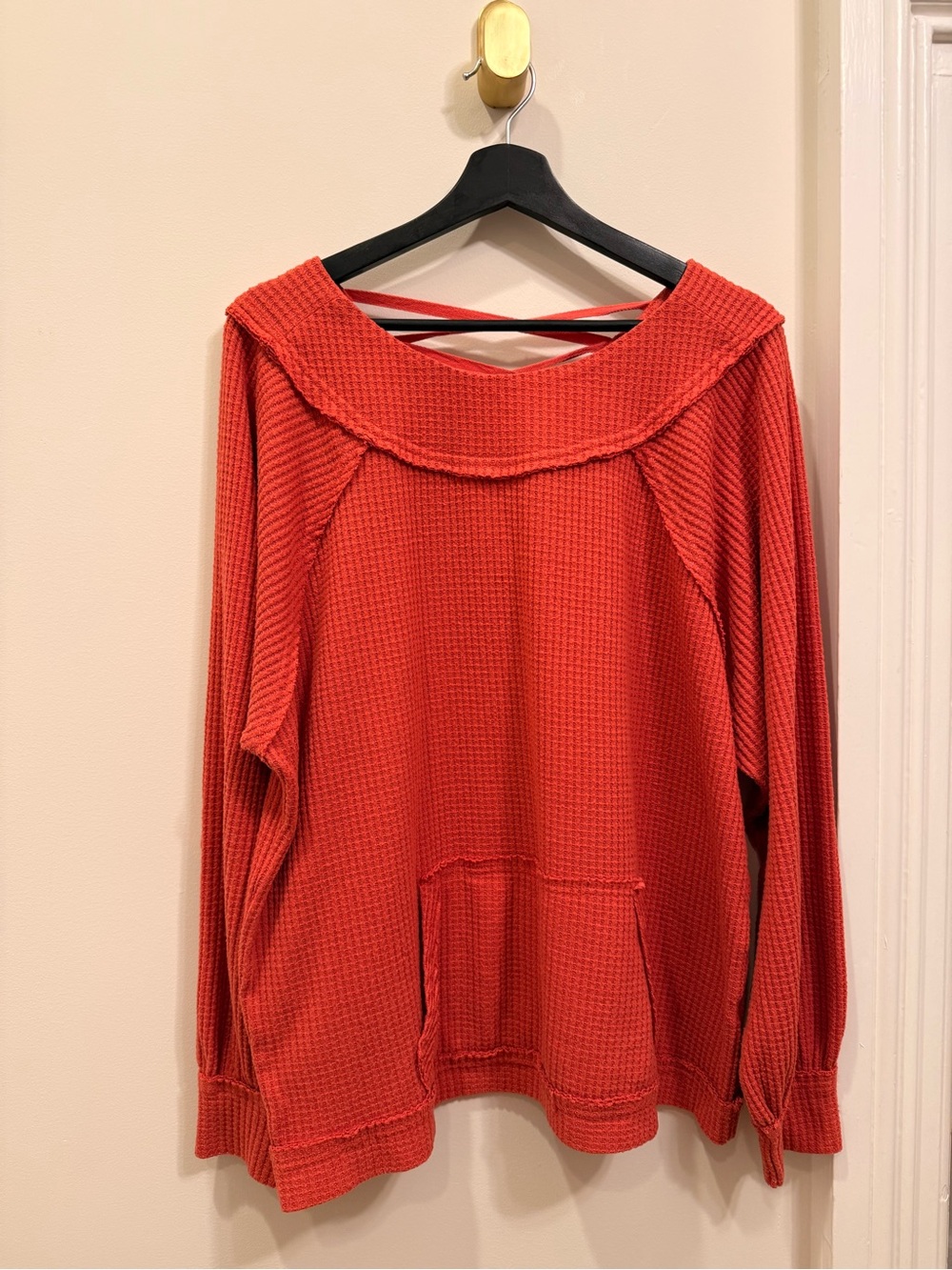 BKE Orange Waffle Knit Pullover Sweater Shirt